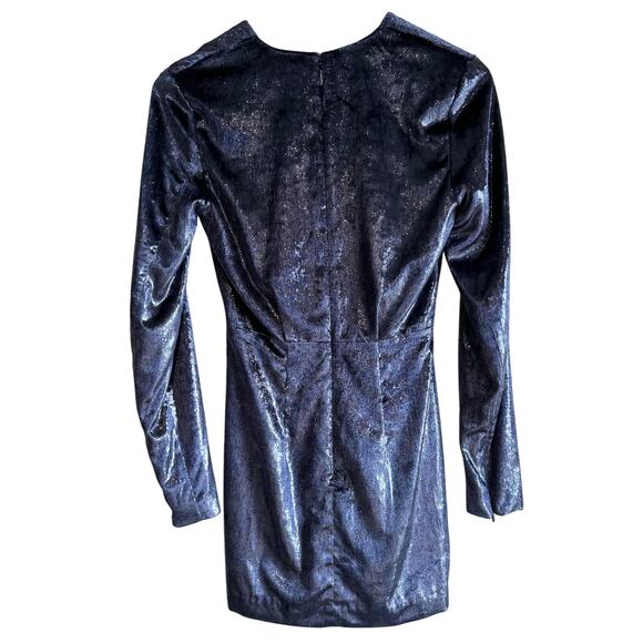 & Other Stories Shimmer Velvet Mini Long Sleeve Dress Blue 0 - Picture 8 of 13